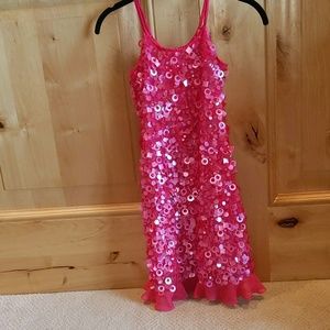 Girls Pink Sequin/Bead/Pailletes Sleeveless Dress